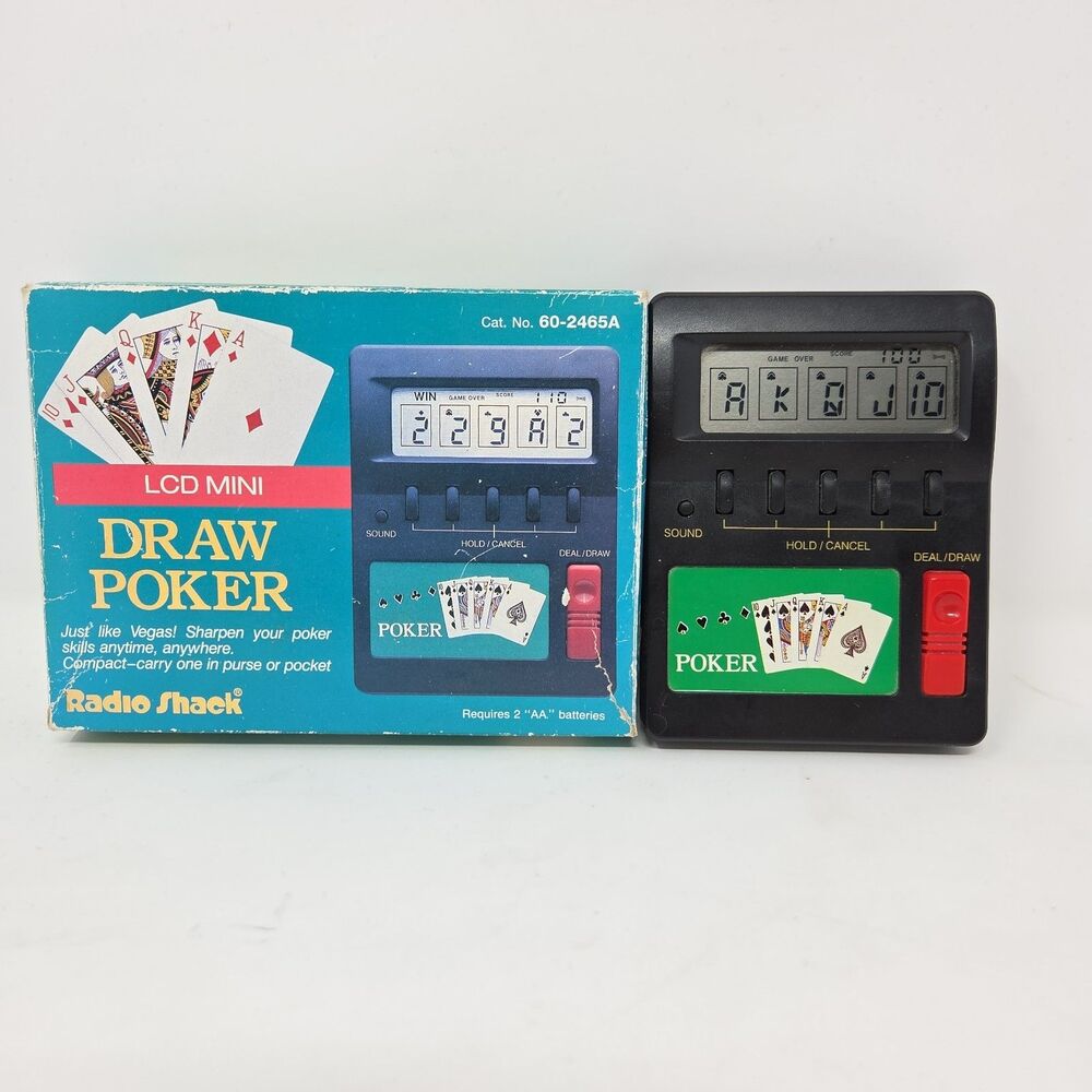 Radio Shack LCD Electronic Draw Poker Royal Flush 5000 Handheld Game 60-2465 E2